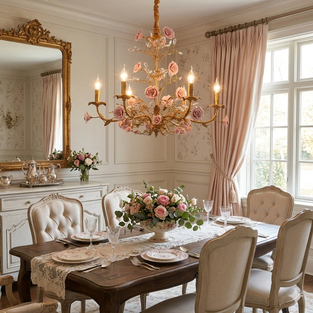 Candelabru Ceramic Rose Vine