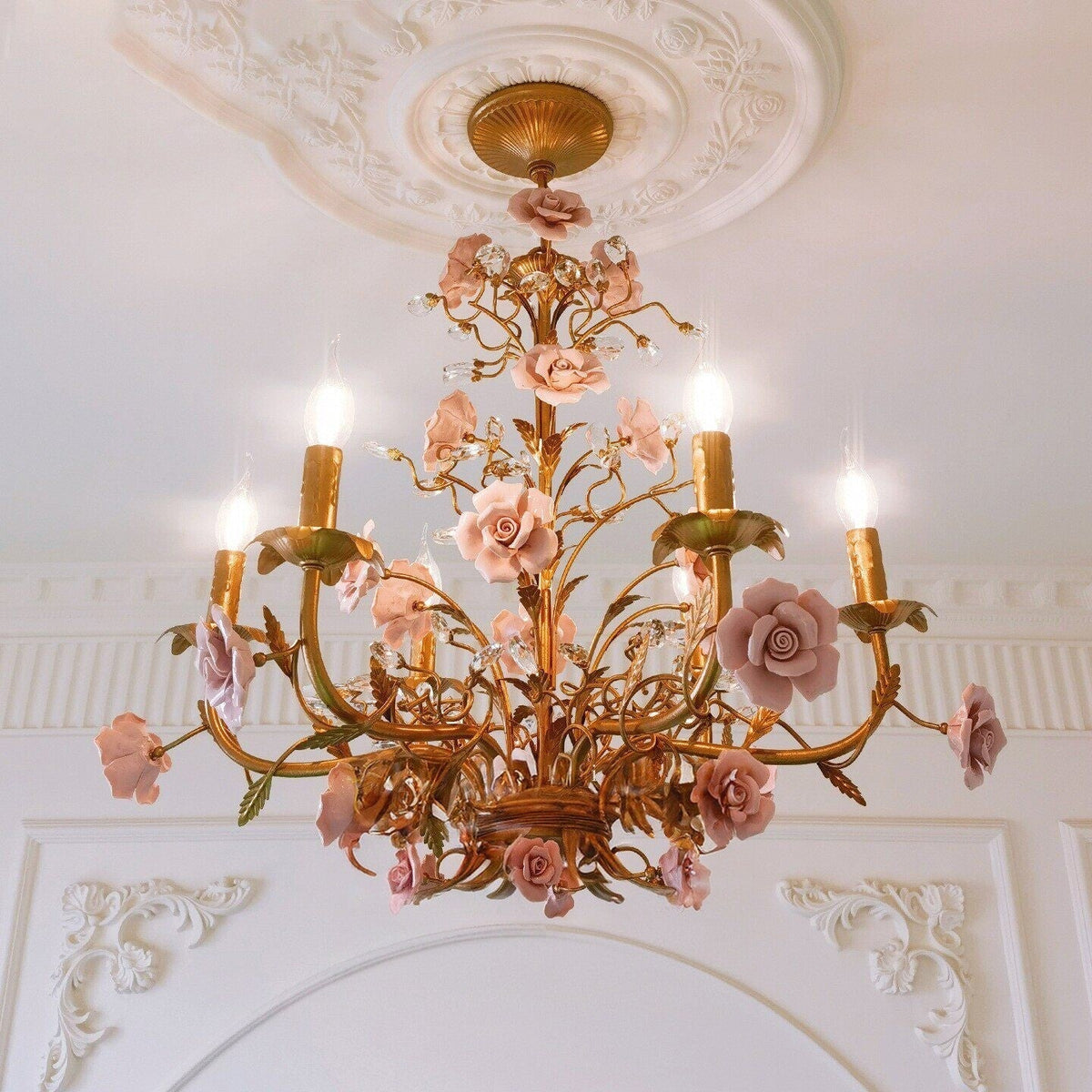 Candelabru Ceramic Rose Vine