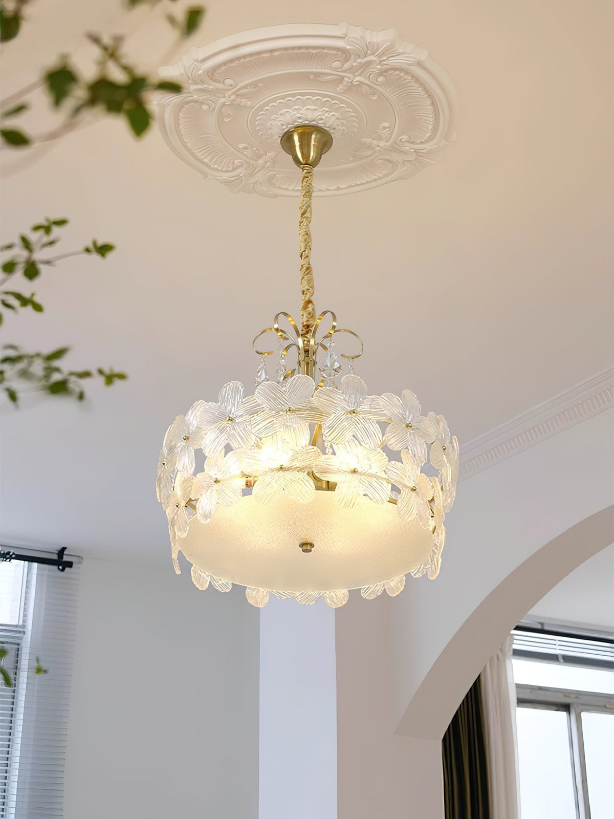 Hydrangea candelabru din sticlă