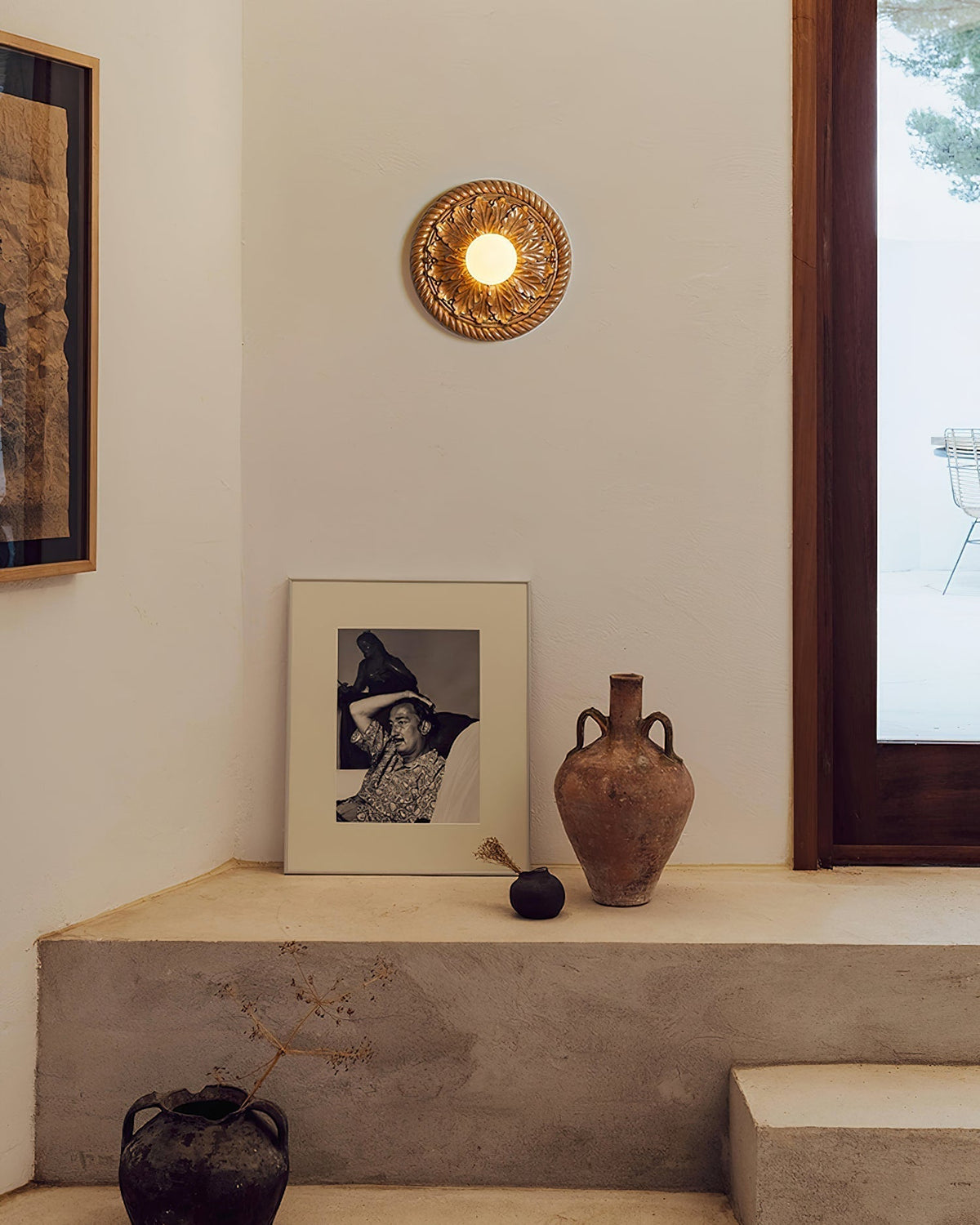 Sira plafonieră aplicată în lemn sculptat vintage