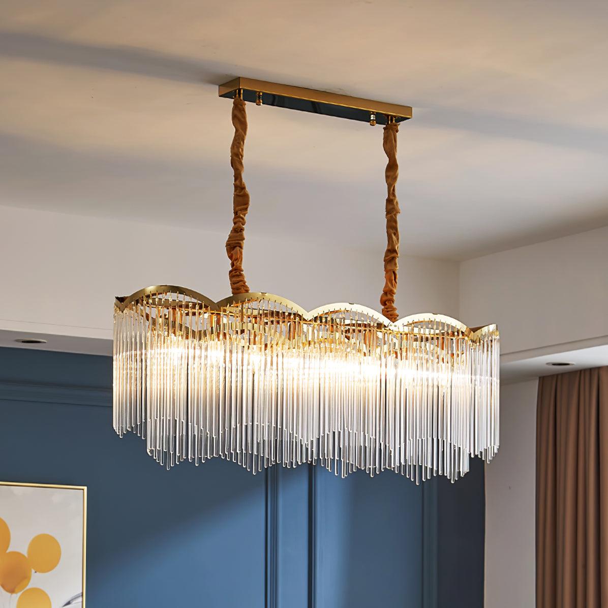 Liorivella candelabru cu tijă de sticlă în formă de undă