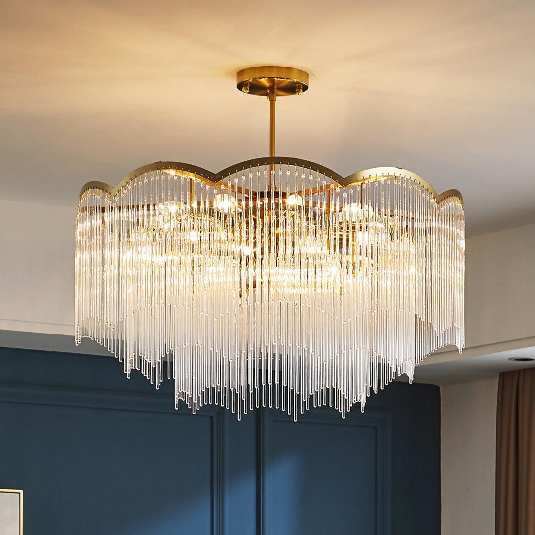 Liorivella candelabru cu tijă de sticlă în formă de undă