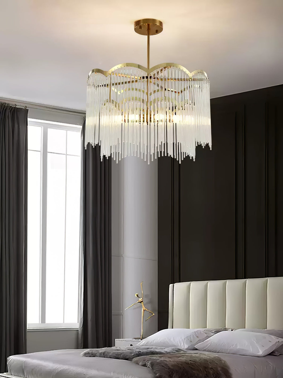 Liorivella candelabru cu tijă de sticlă în formă de undă