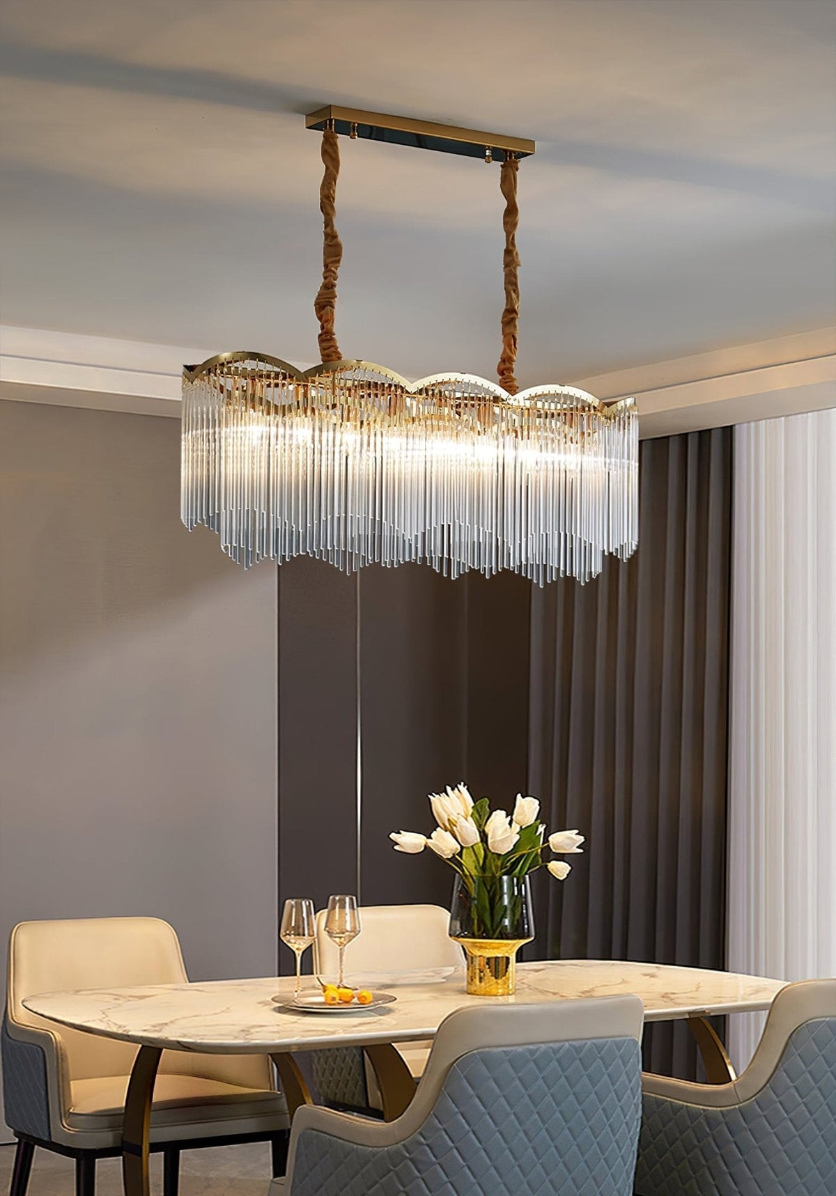 Liorivella candelabru cu tijă de sticlă în formă de undă