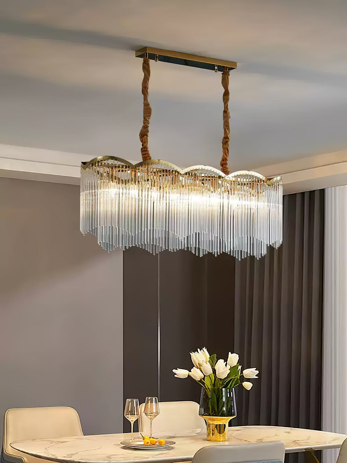 Liorivella candelabru cu tijă de sticlă în formă de undă