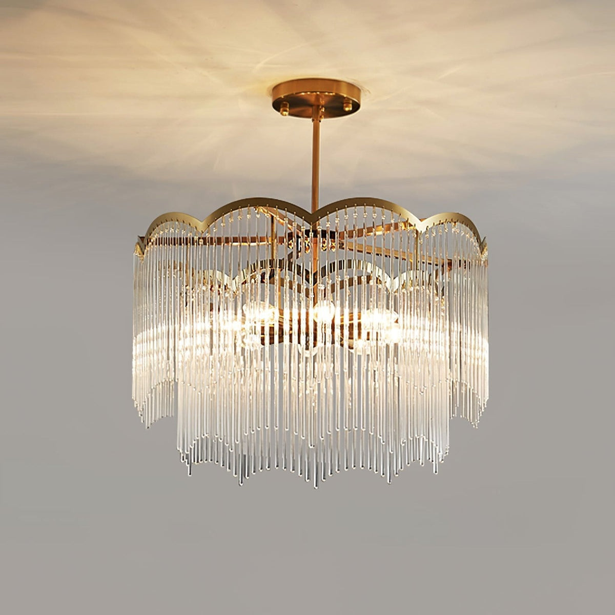 Liorivella candelabru cu tijă de sticlă în formă de undă