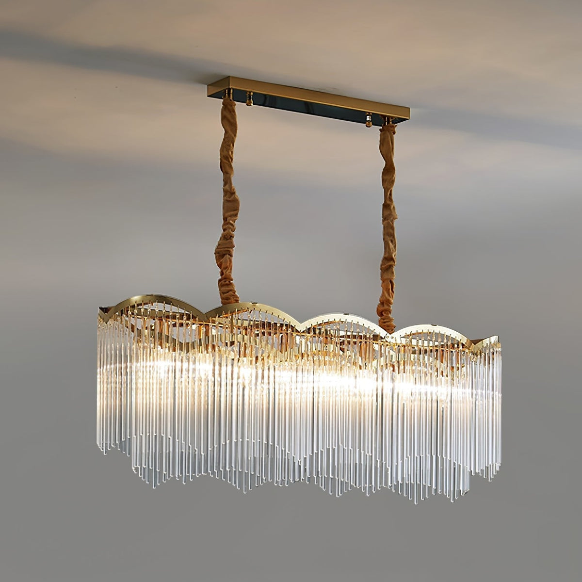 Liorivella candelabru cu tijă de sticlă în formă de undă