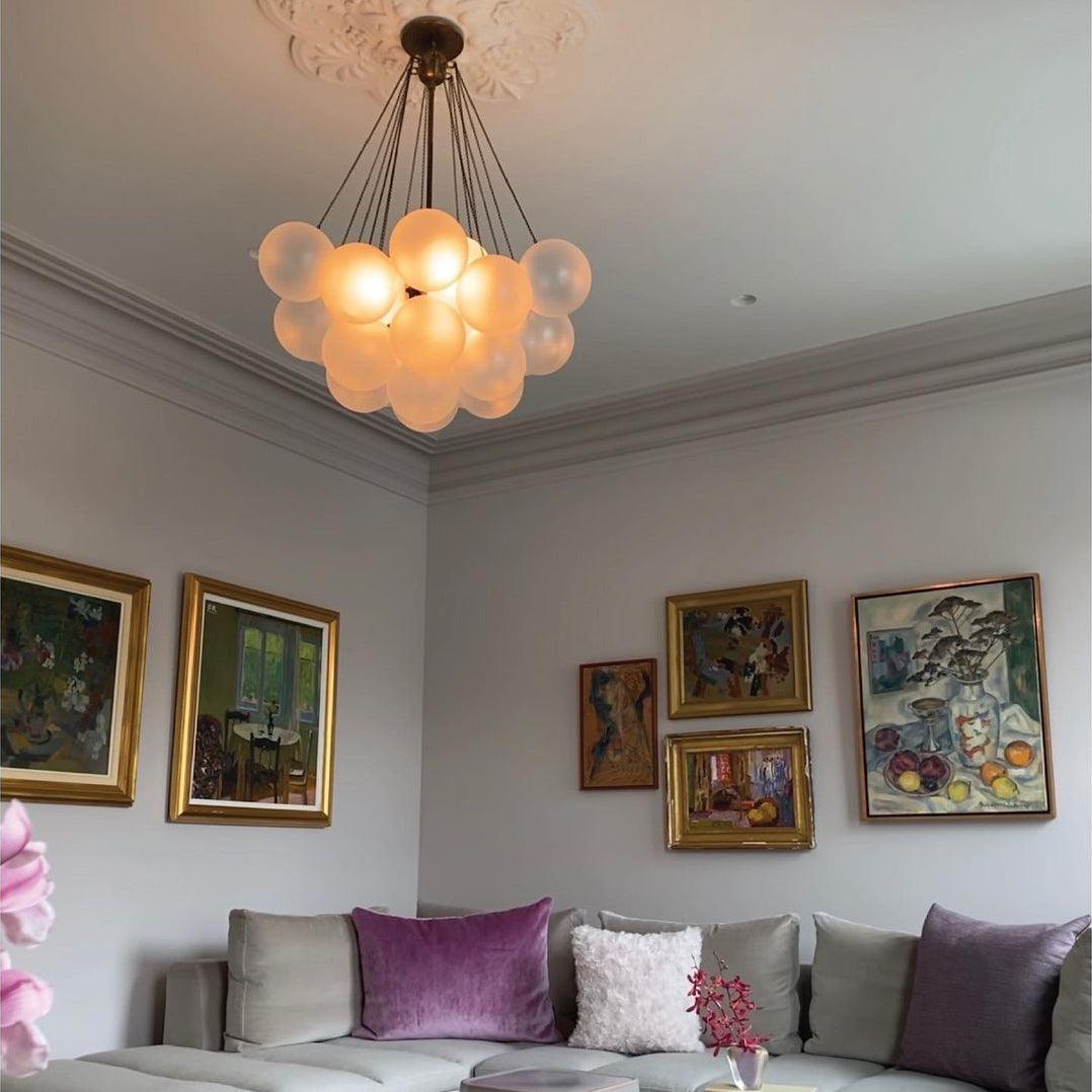 Fayne lampă suspendată din sticlă, cu glob, cu bule