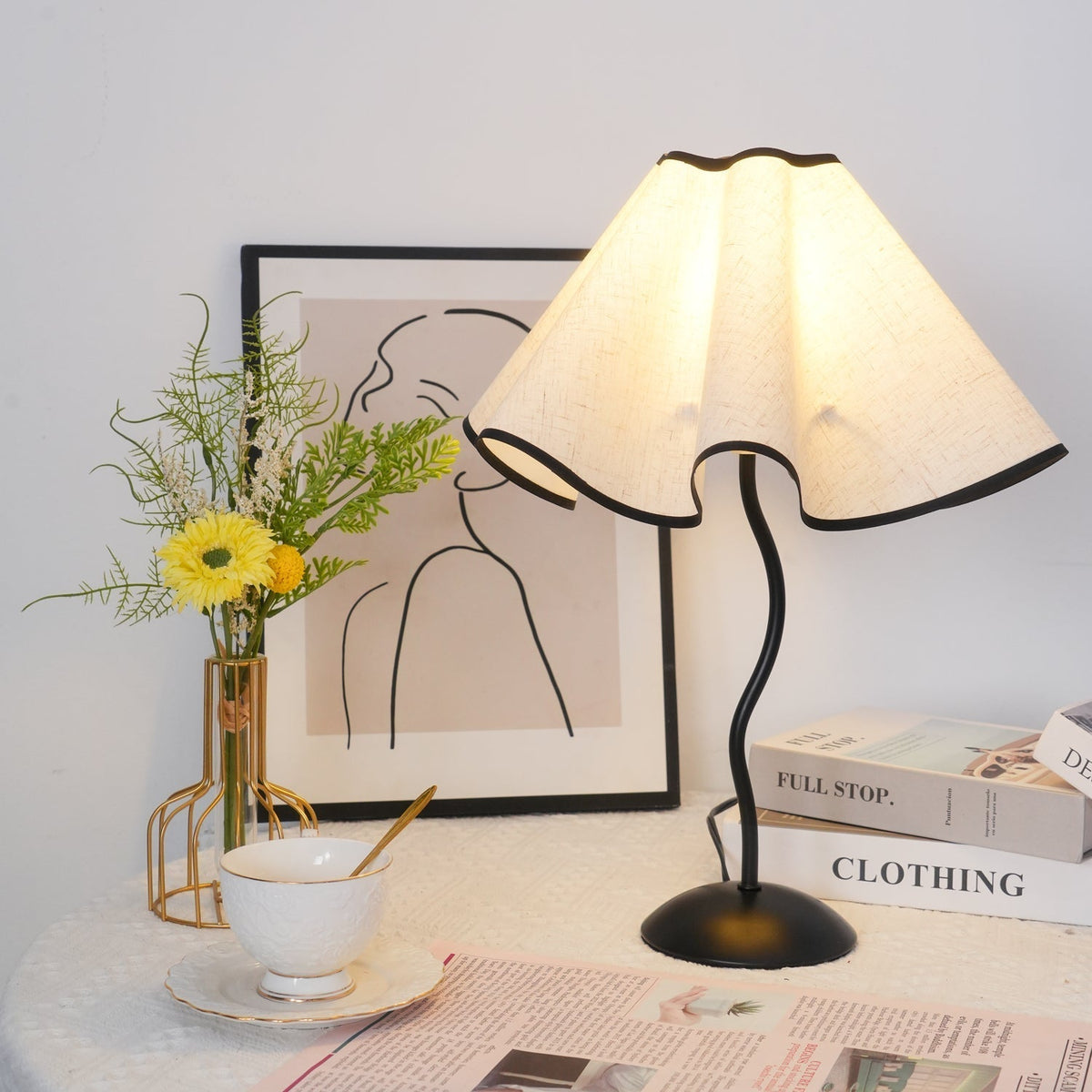 Luminova lampă de masă artistică cu abajur textil
