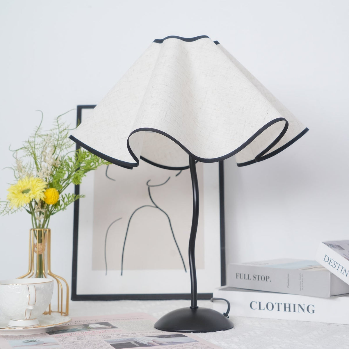Luminova lampă de masă artistică cu abajur textil