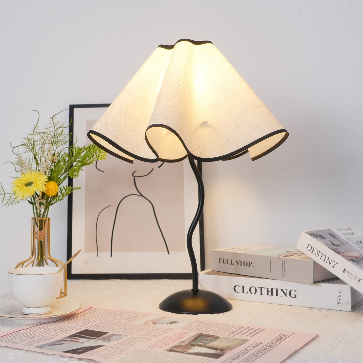 Luminova lampă de masă artistică cu abajur textil
