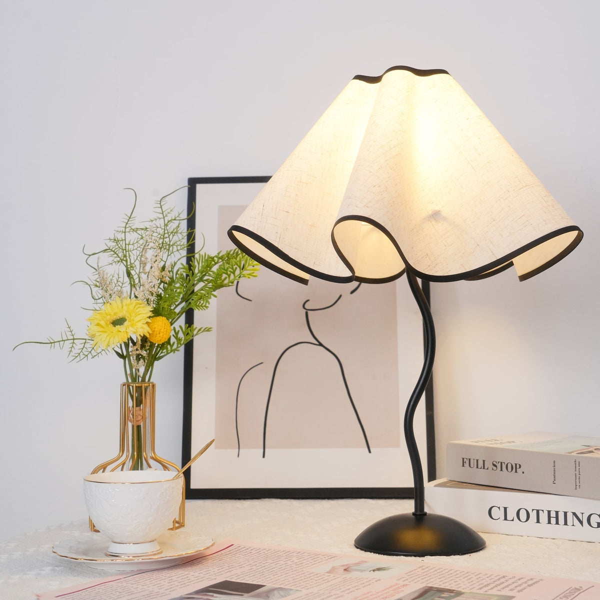 Luminova lampă de masă artistică cu abajur textil