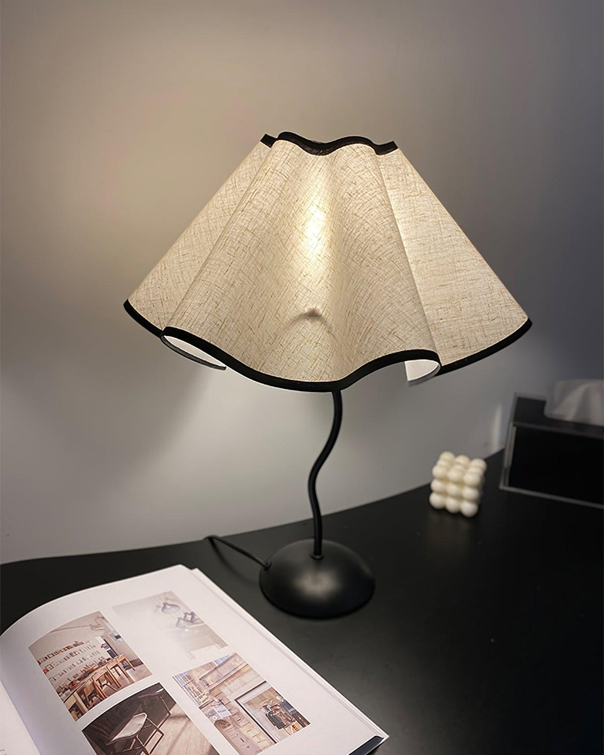 Luminova lampă de masă artistică cu abajur textil