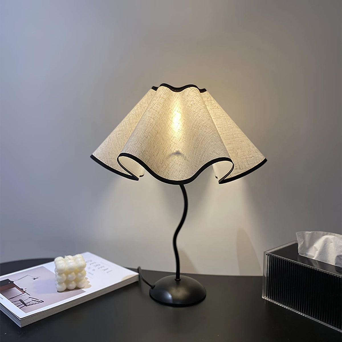 Luminova lampă de masă artistică cu abajur textil
