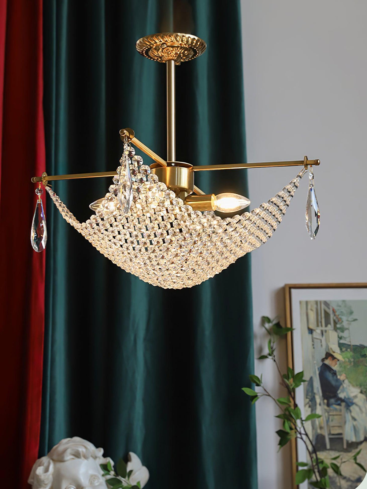 Cilune candelabru cu șiruri din cristal octogonal și cristal