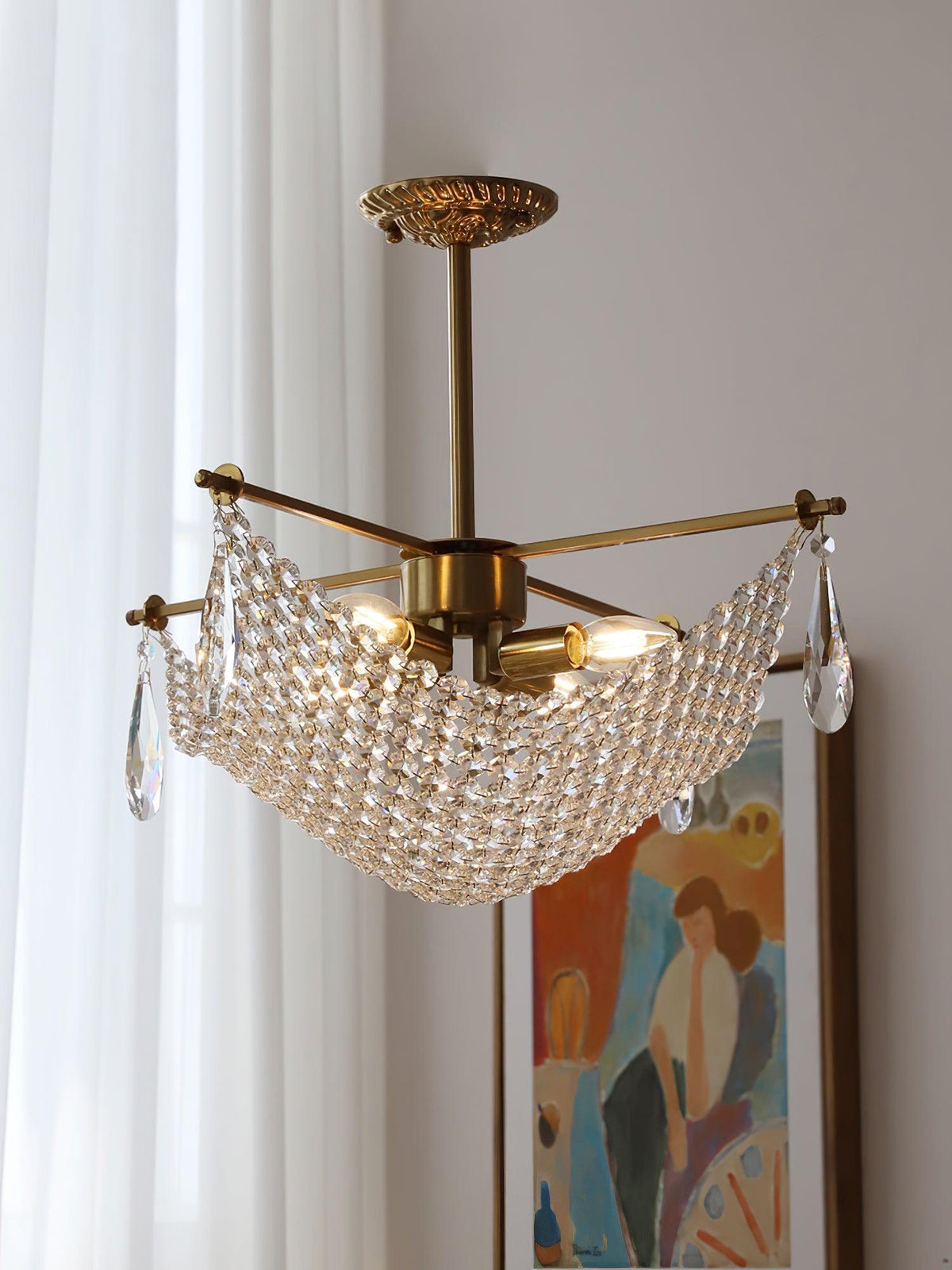 Cilune candelabru cu șiruri din cristal octogonal și cristal