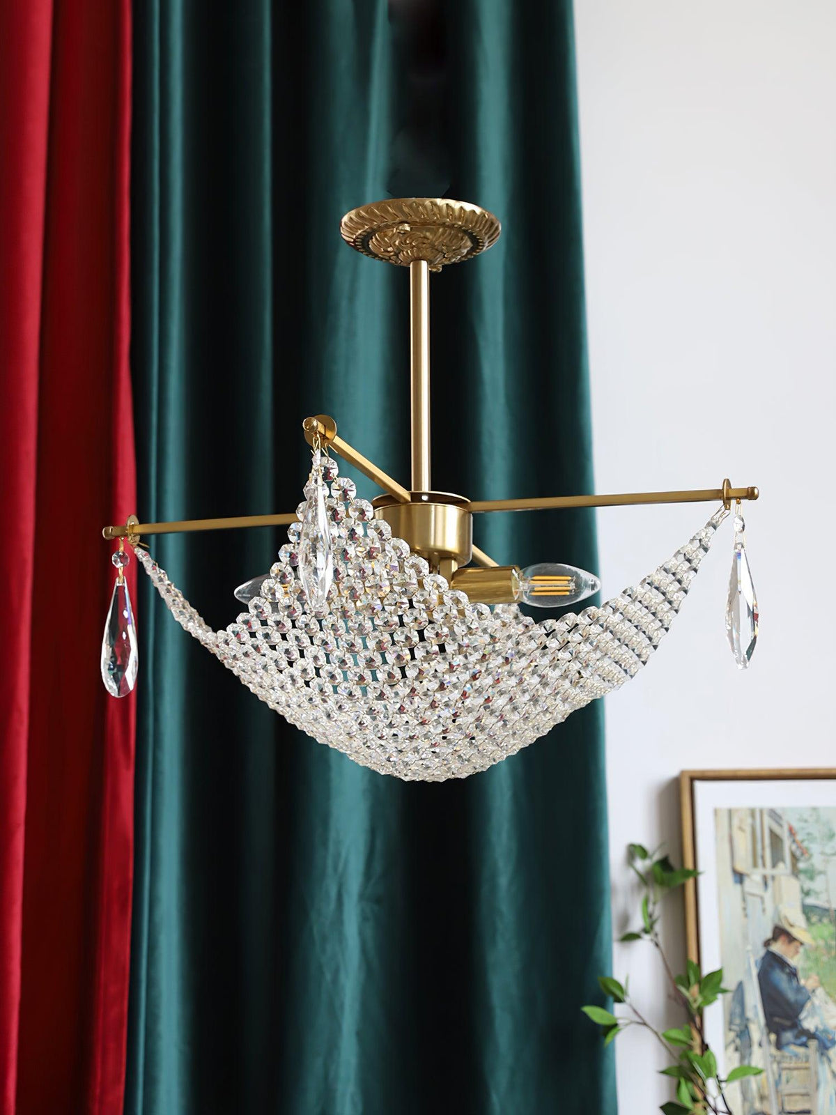 Cilune candelabru cu șiruri din cristal octogonal și cristal