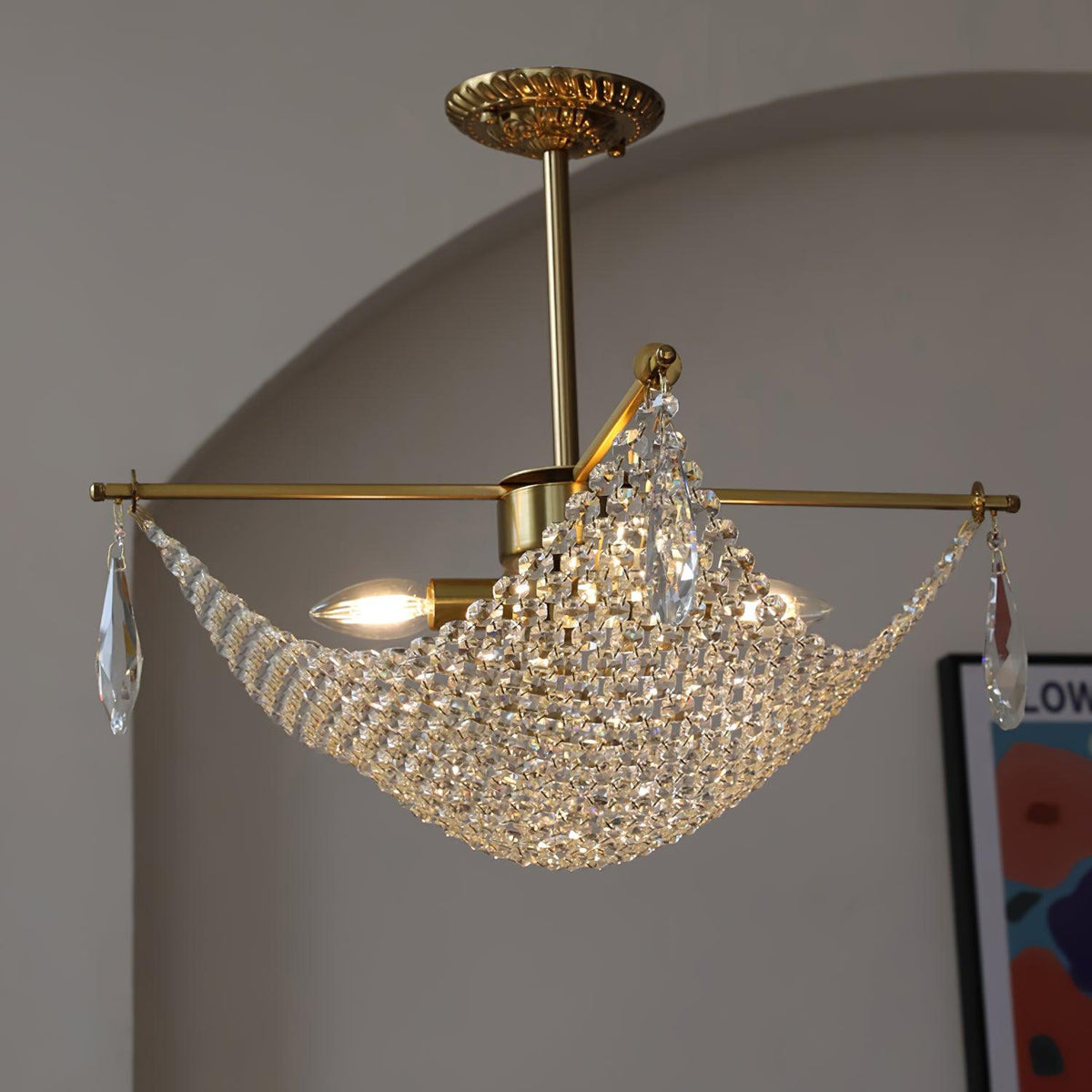 Cilune candelabru cu șiruri din cristal octogonal și cristal