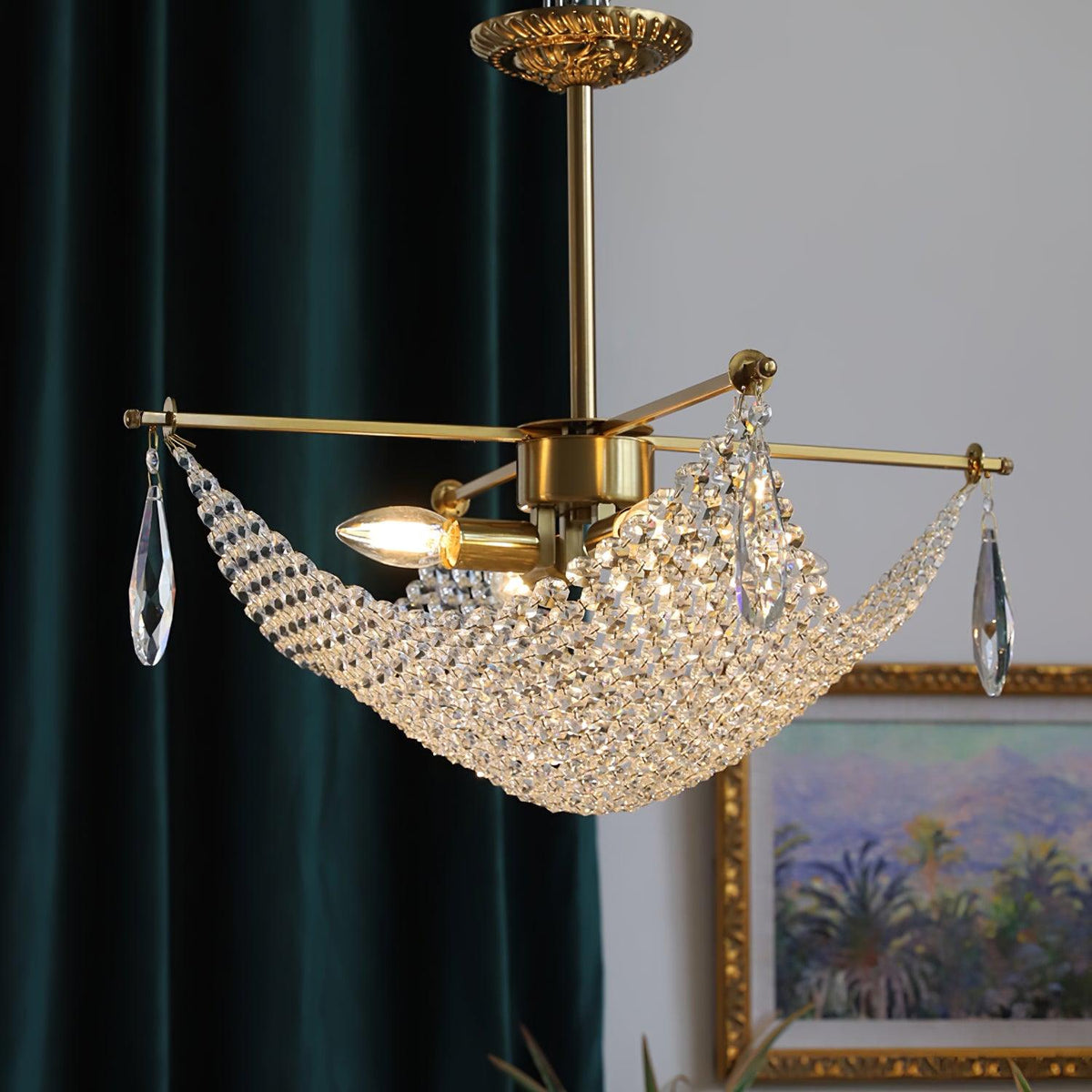 Cilune candelabru cu șiruri din cristal octogonal și cristal