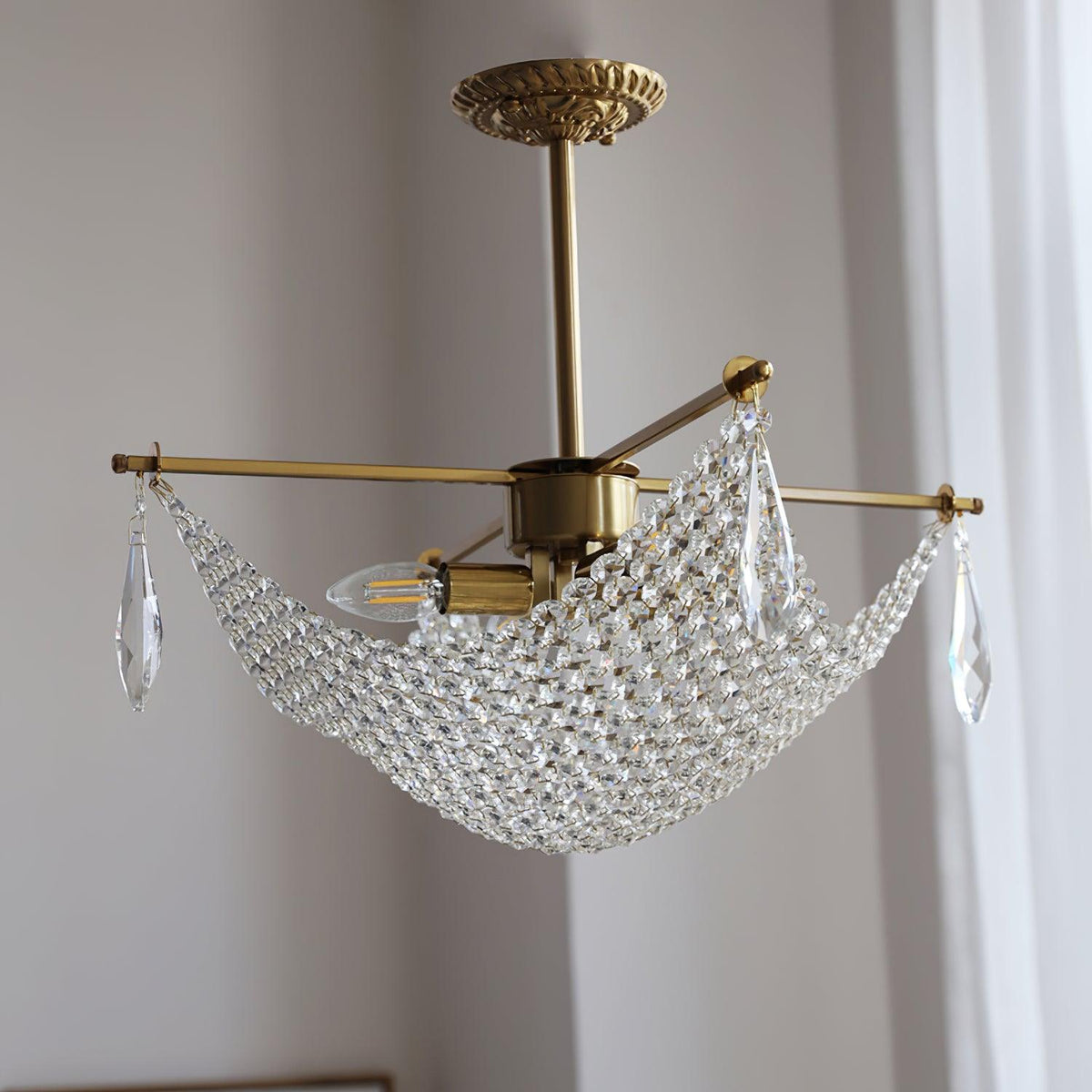 Cilune candelabru cu șiruri din cristal octogonal și cristal