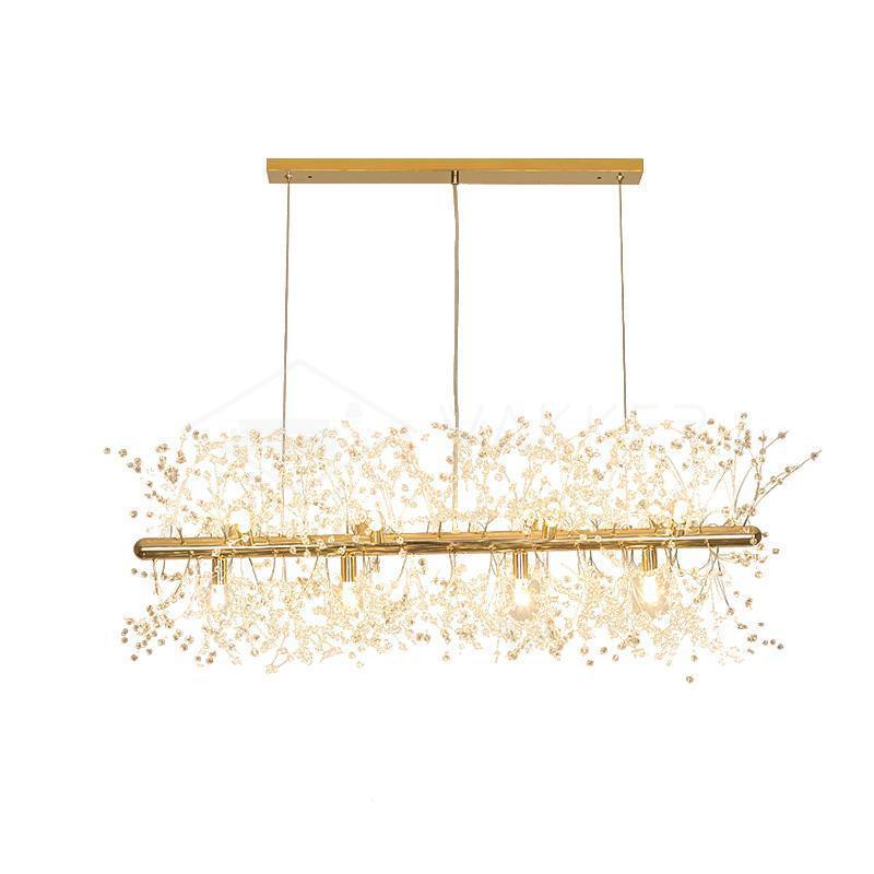 Cir candelabru din alamă și cristal, liniar, cu ramuri