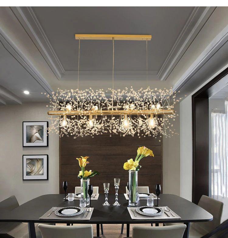 Cir candelabru din alamă și cristal, liniar, cu ramuri