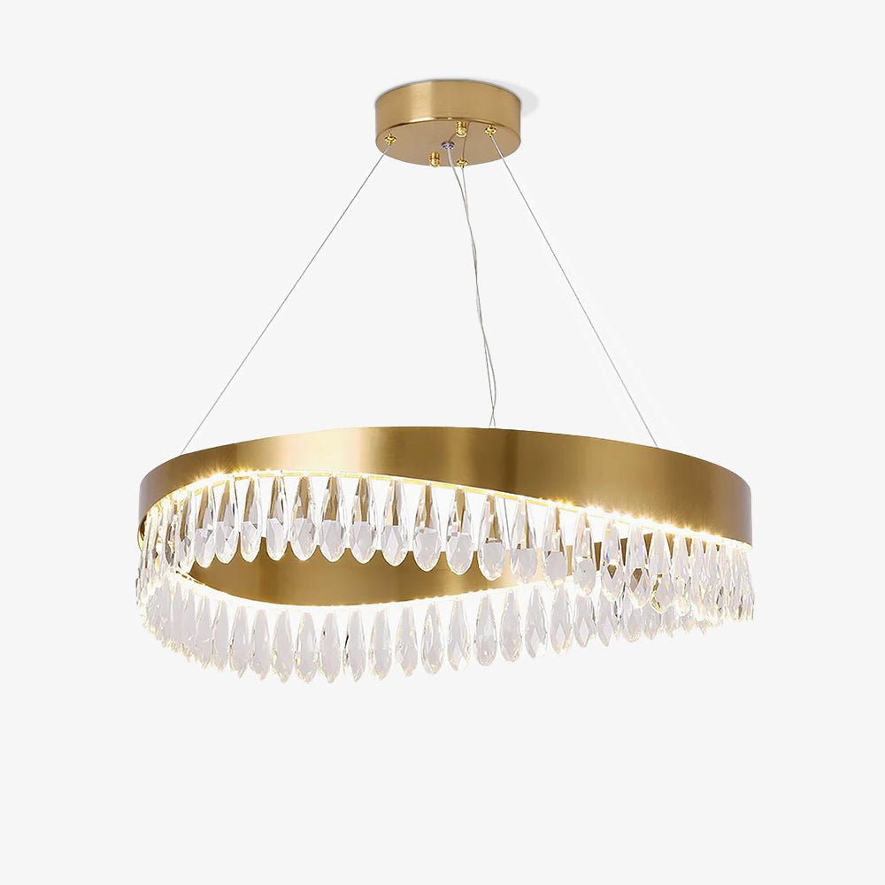 Cana candelabru cu inel din cristal și cadru inoxidabil polizat