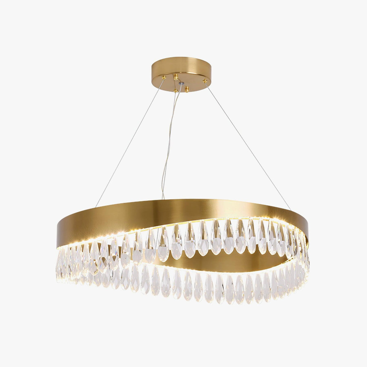 Cana candelabru cu inel din cristal și cadru inoxidabil polizat