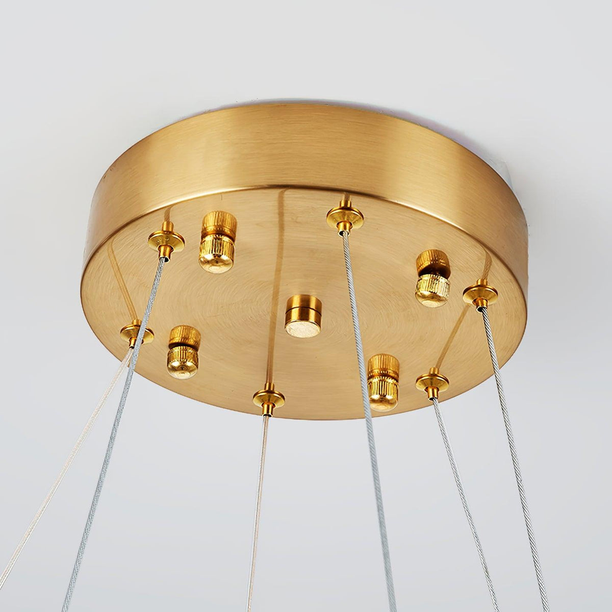 Cana candelabru cu inel din cristal și cadru inoxidabil polizat