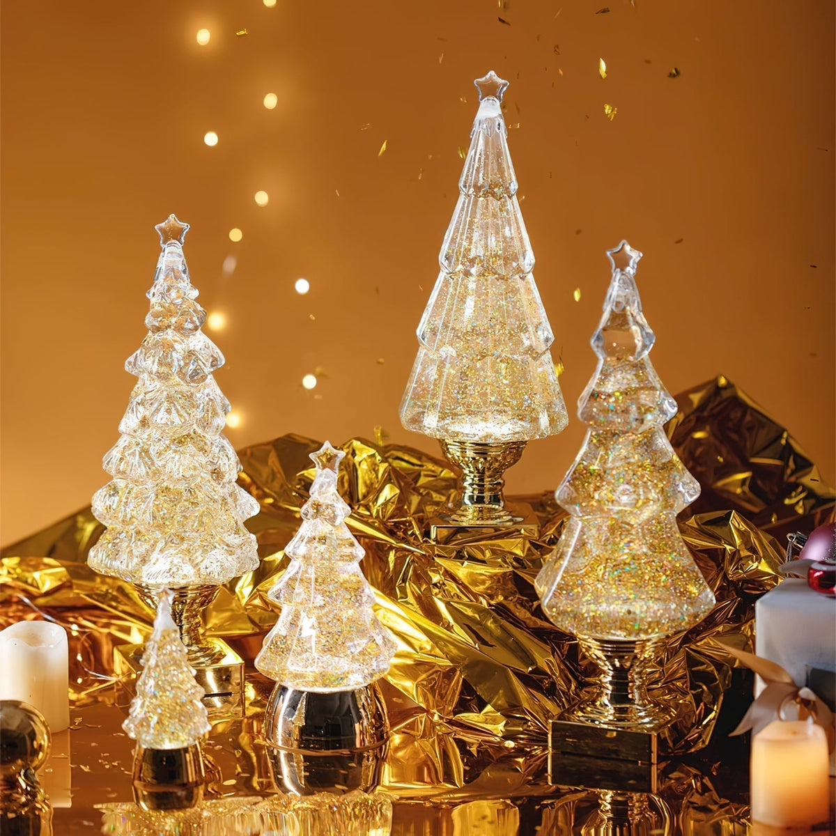 Lampă de masă cristal pentru brad (cu baterie integrată)