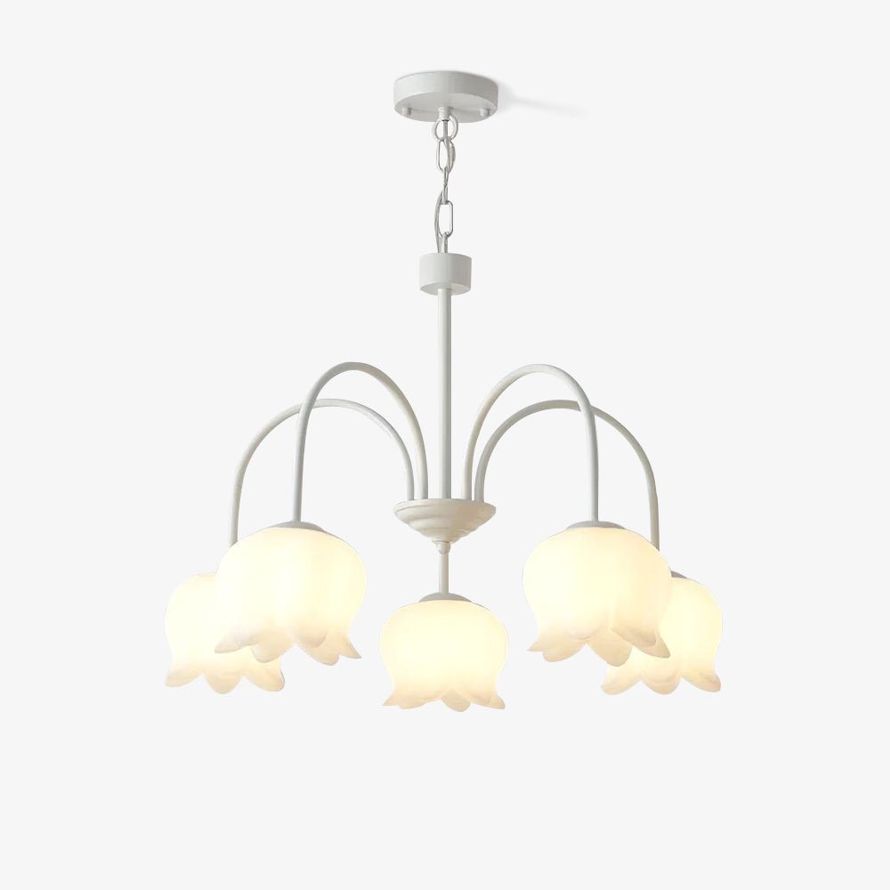Veleissa candelabru alb, elegant, în formă de clopot, cu abajur, curbat, cu braț, floral