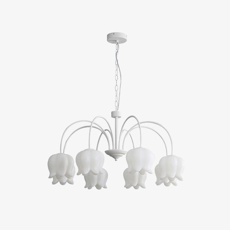 Veleissa candelabru alb, elegant, în formă de clopot, cu abajur, curbat, cu braț, floral