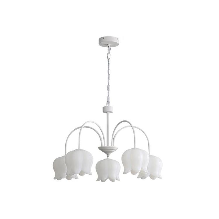 Veleissa candelabru alb, elegant, în formă de clopot, cu abajur, curbat, cu braț, floral