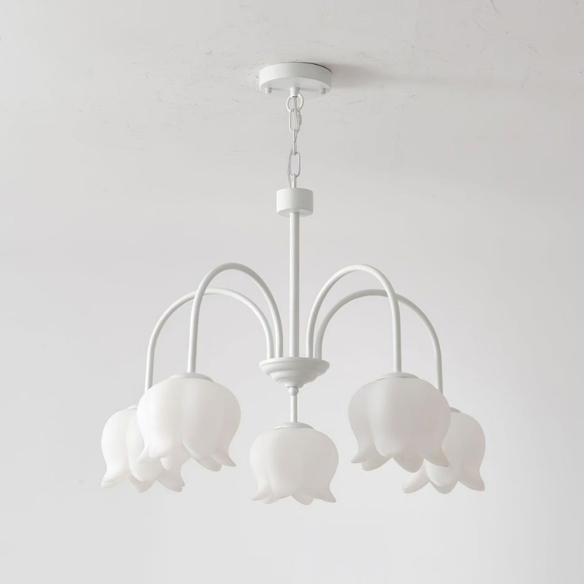 Veleissa candelabru alb, elegant, în formă de clopot, cu abajur, curbat, cu braț, floral