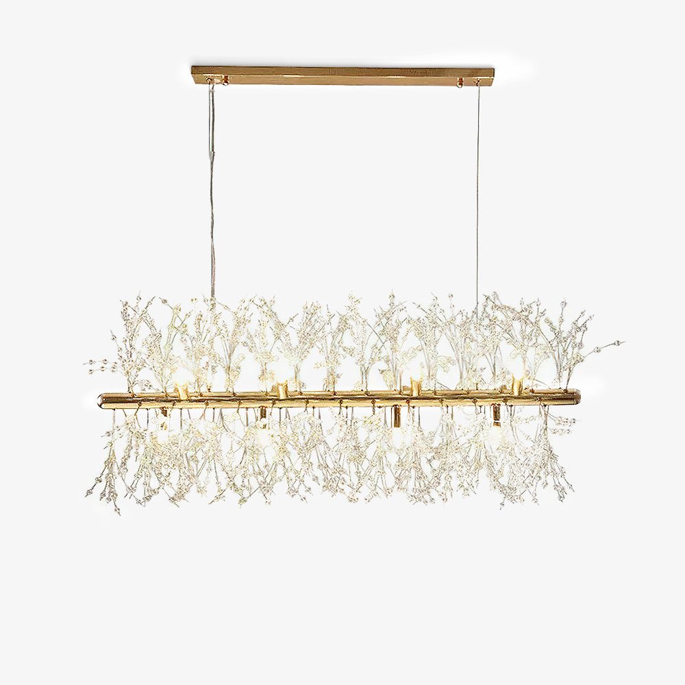 Cir candelabru din alamă și cristal, liniar, cu ramuri