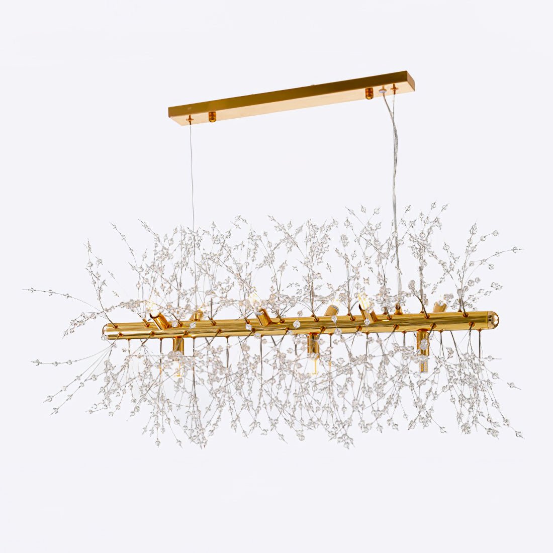 Cir candelabru din alamă și cristal, liniar, cu ramuri