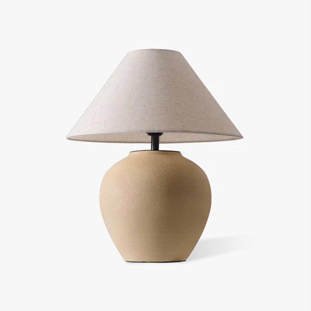 Lumian lampă de masă din material textil și ceramică, rustică