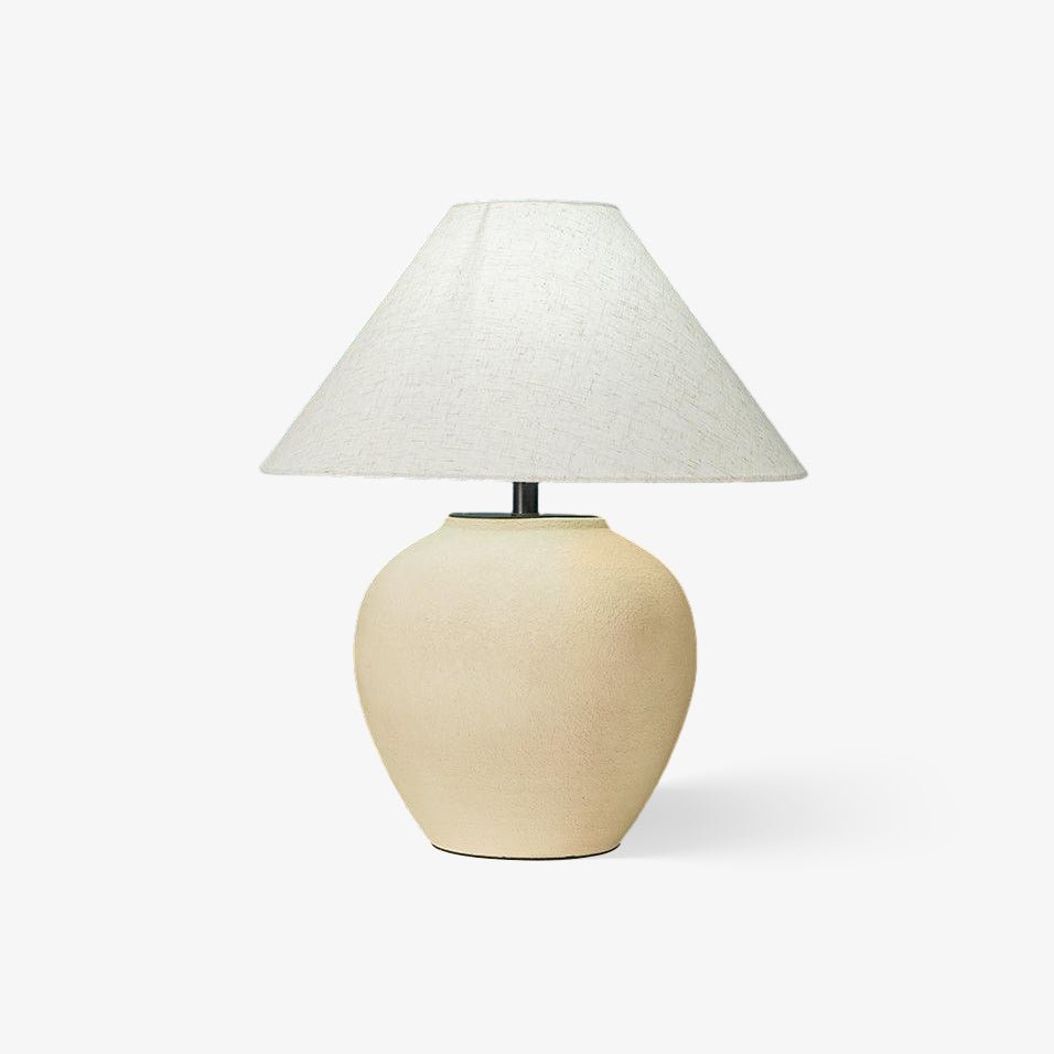 Lumian lampă de masă din material textil și ceramică, rustică