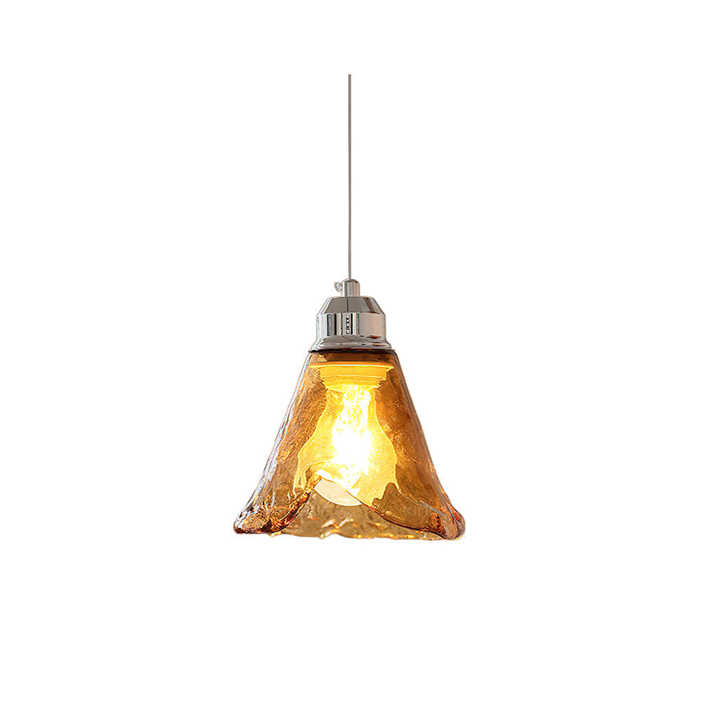 Lampă suspendată din sticlă amber