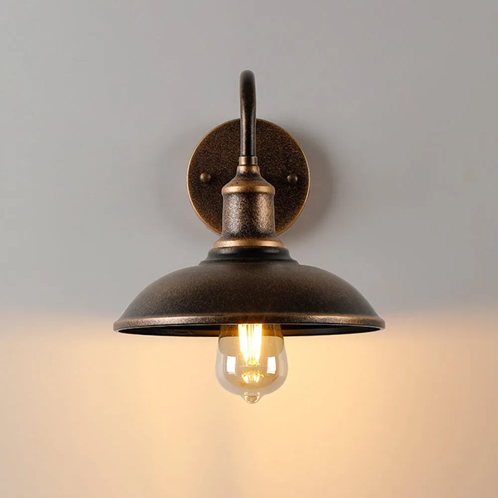 Ray aplică de perete lampă de perete rustică în formă de bol din metal, alamă antichizată
