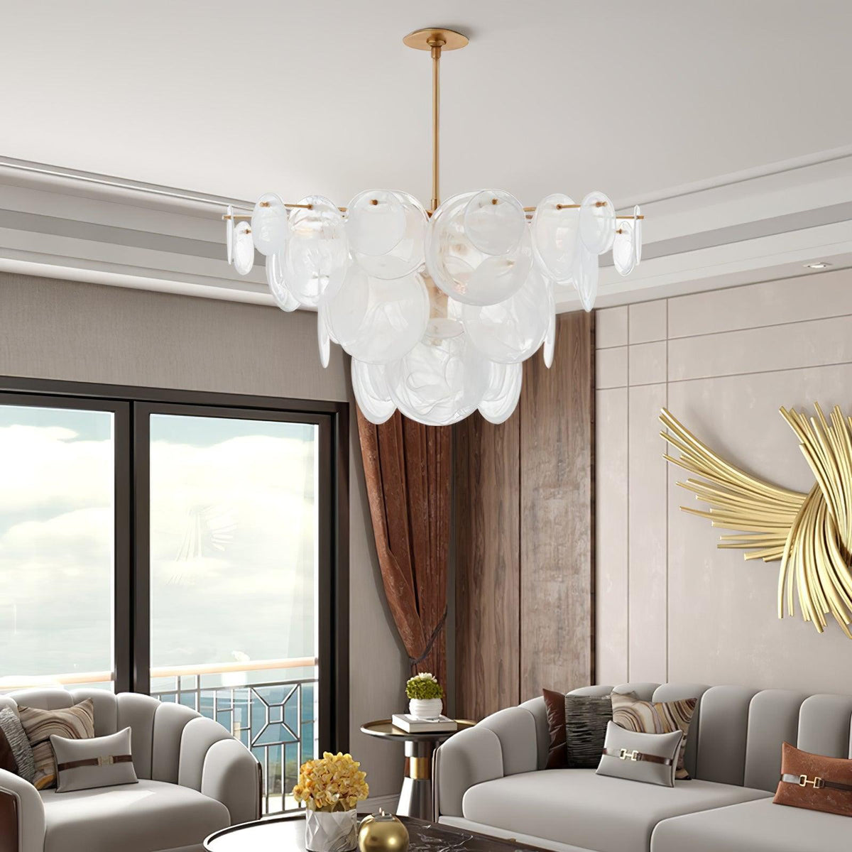 Ael candelabru Postmodern Lux Discuri din alamă și sticlă