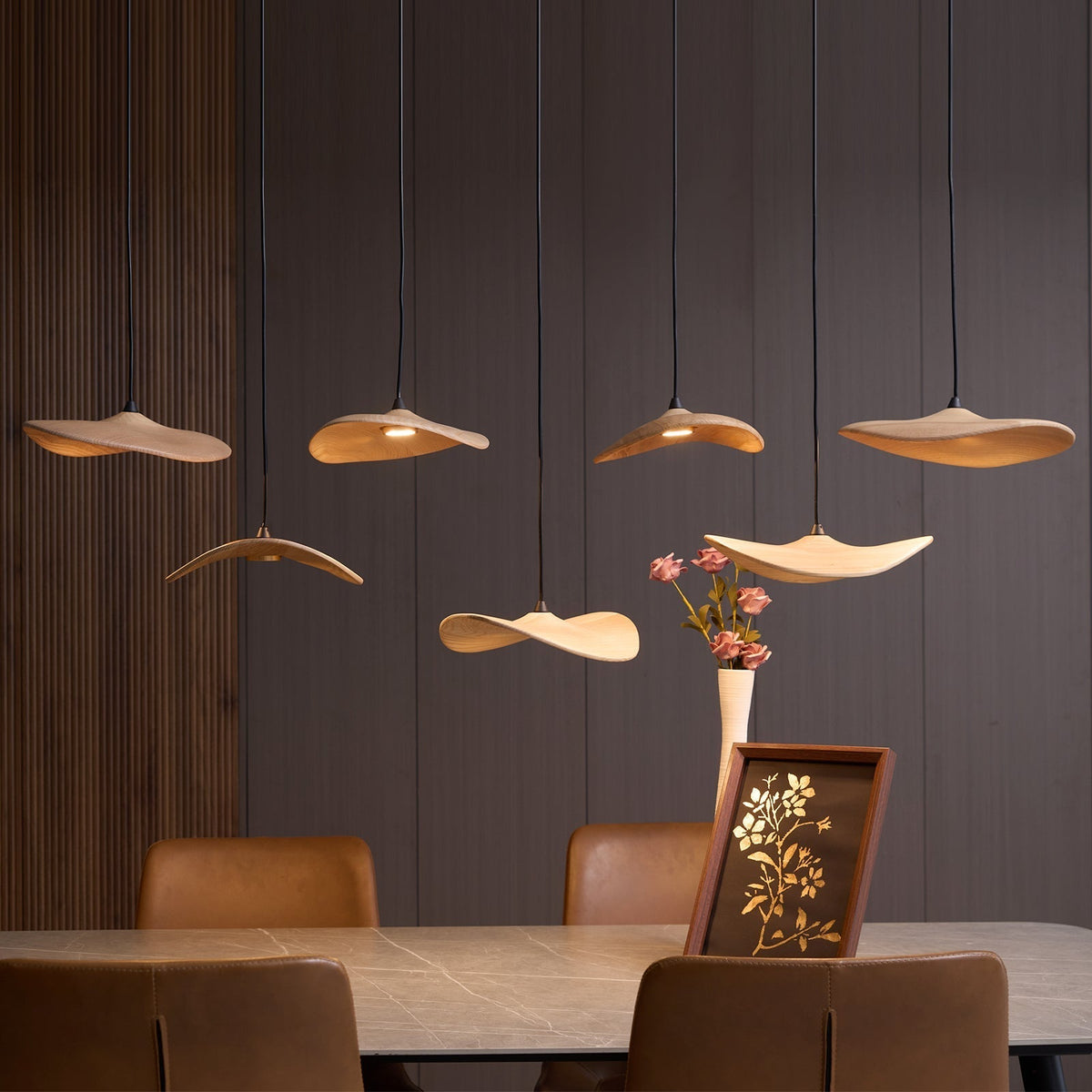 Abbott candelabru modern minimalist cu frunze goale din lemn