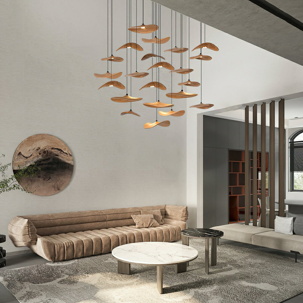 Abbott candelabru modern minimalist cu frunze goale din lemn
