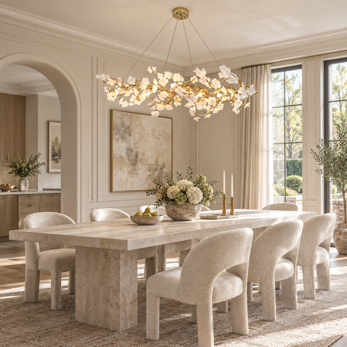 Farringstone candelabru liniar sculptural floare