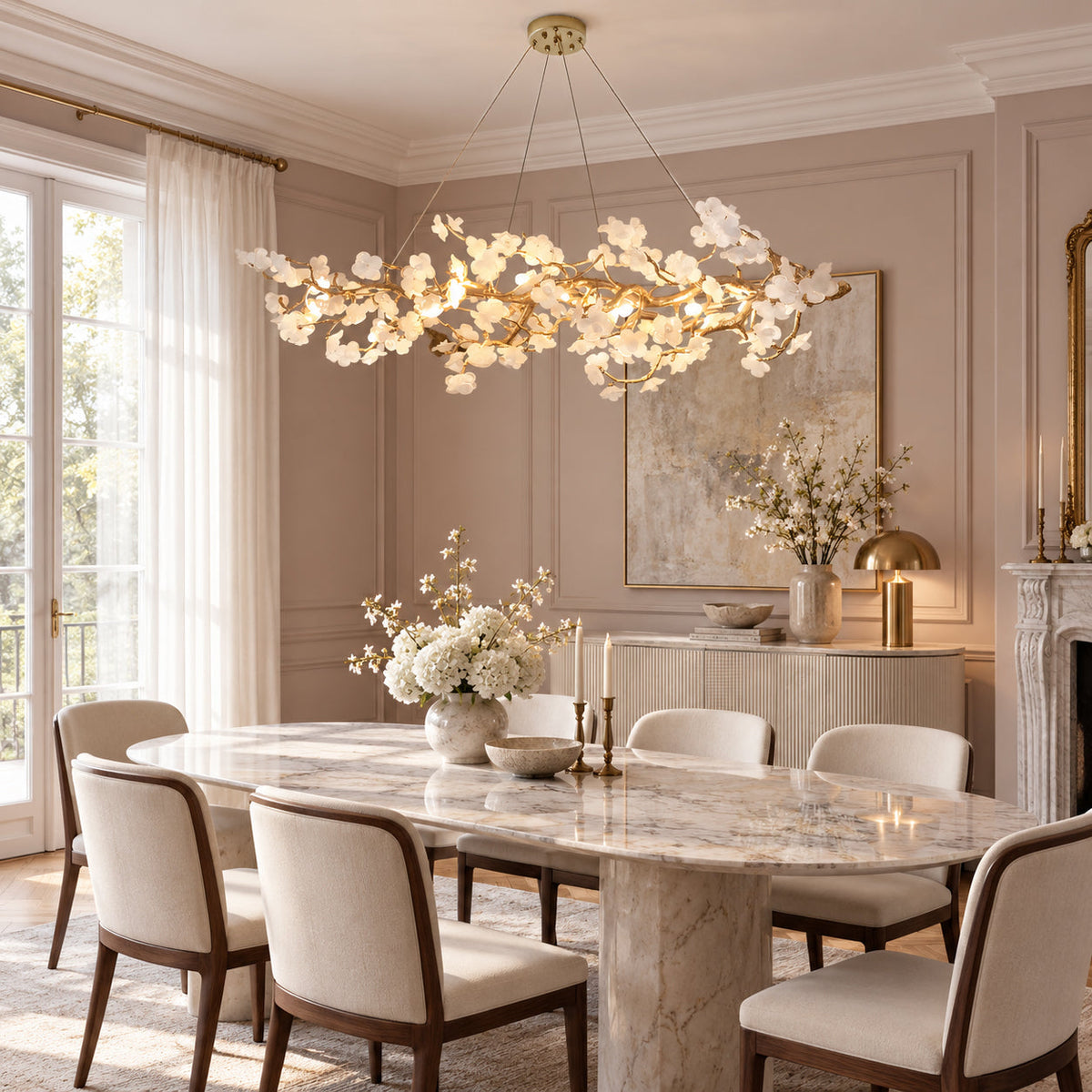 Farringstone candelabru liniar sculptural floare