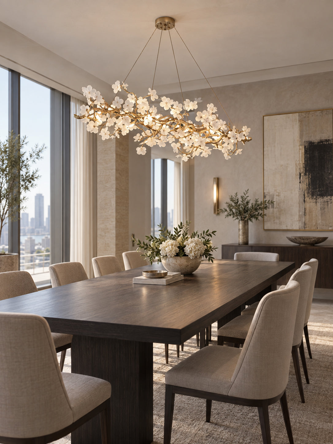 Farringstone candelabru liniar sculptural floare