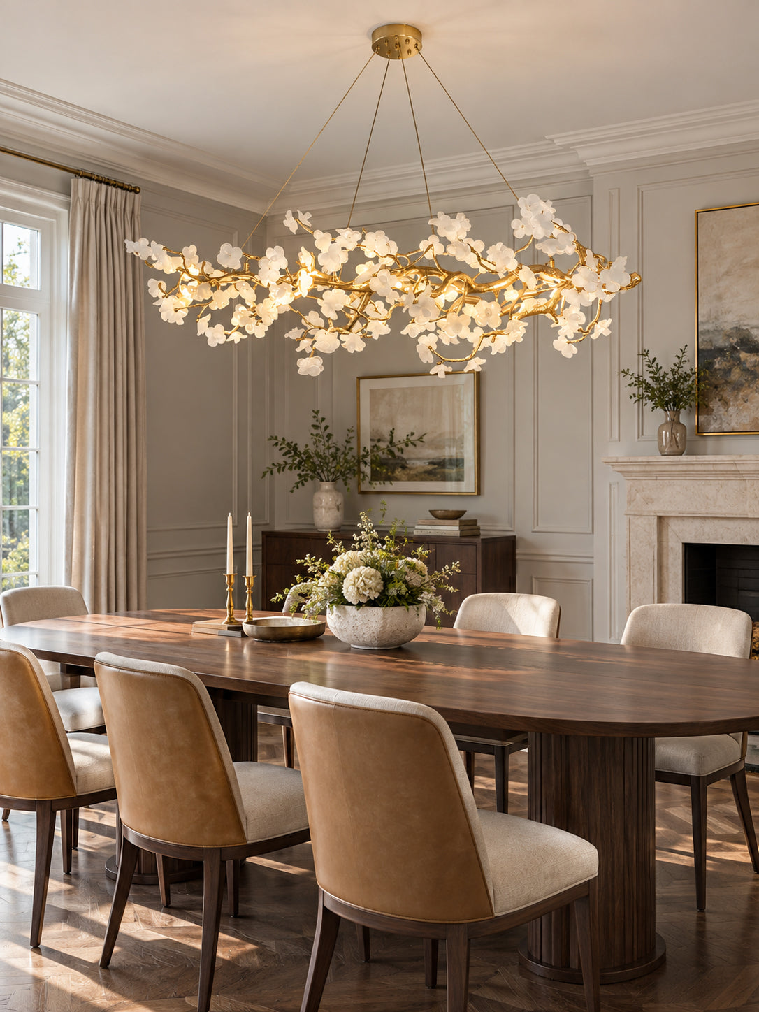 Farringstone candelabru liniar sculptural floare
