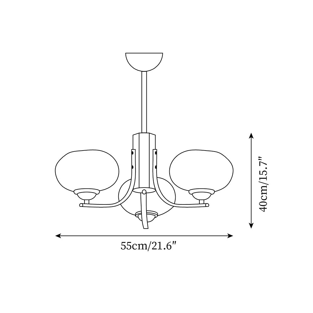 Vira candelabru ambră din sticlă, cu glob, cu 6 surse de lumină