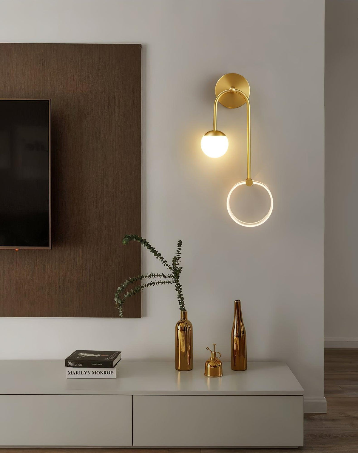 Warren aplică de perete din alamă, modernă, minimalistă, LED