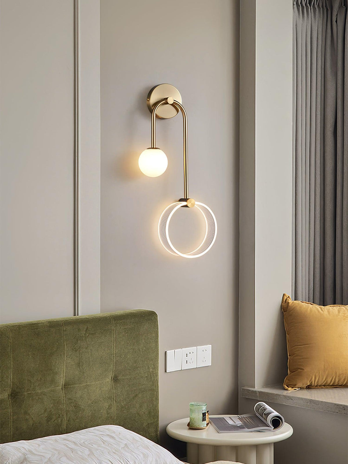 Warren aplică de perete din alamă, modernă, minimalistă, LED